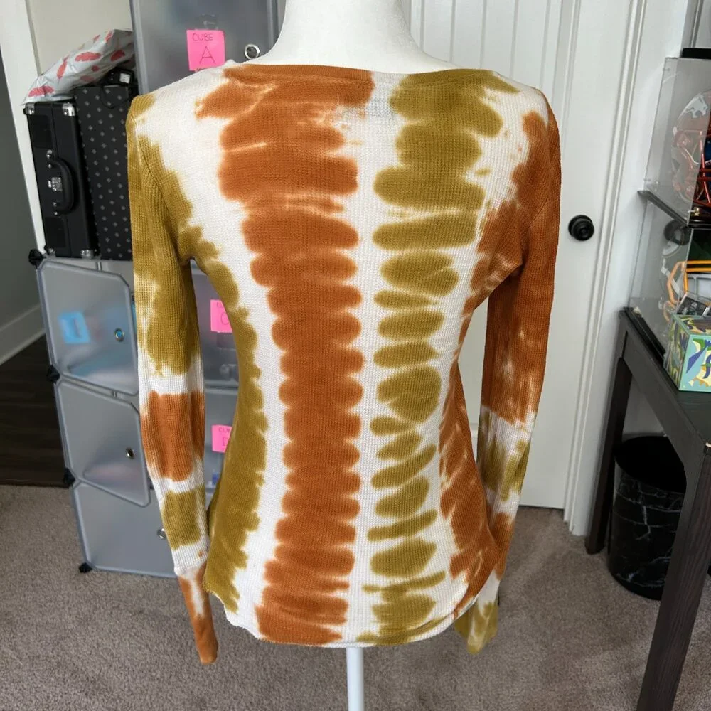 BDG Urban Outfitters Rhiannon Orange Yellow Tie-Dye Long-Sleeve Tee Size Small - Picture 5 of 11